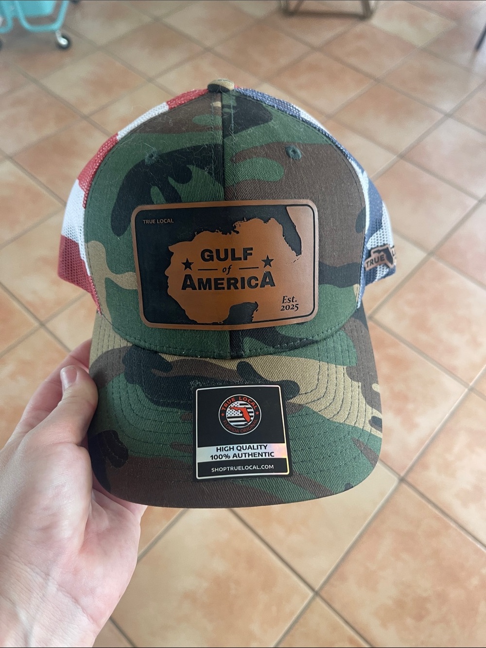 Gulf of America Camo Trucker Hat in Green